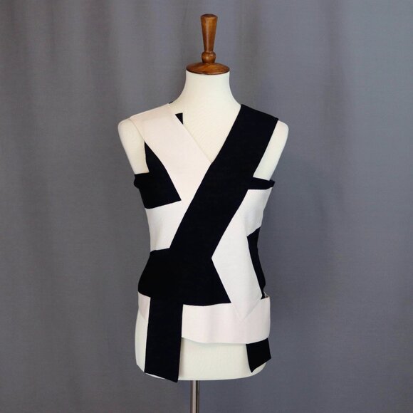 AKRIS Size 8 Layered Contrast Panel Asymmetric Tank Blouse Top - Picture 2 of 15